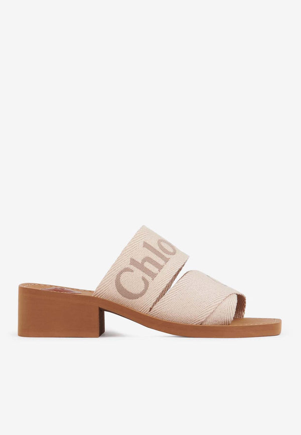 Chloé Woody 45 Logo Mules CHC24S550EF26Y Blushy Beige