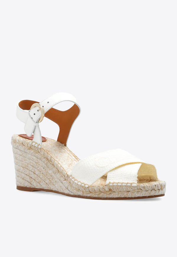 Chloé Logo-Embroidered Wedge Sandals CHC24S995FU101 WHITE