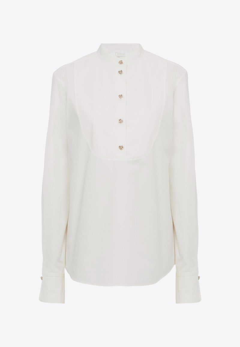 Chloé Tuxedo Long-Sleeved Shirt CHC24SHT1614124U BUTTERCREAM