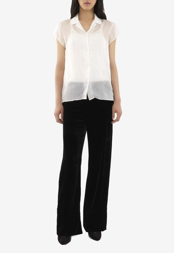 Chloé X Atelier Jolie Short-Sleeved Silk Shirt CHC24SHT76102101 WHITE