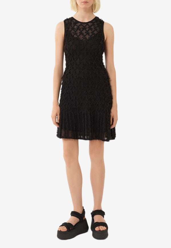 Chloé Frayed Knit Mini Dress CHC24SMR09570001 Black