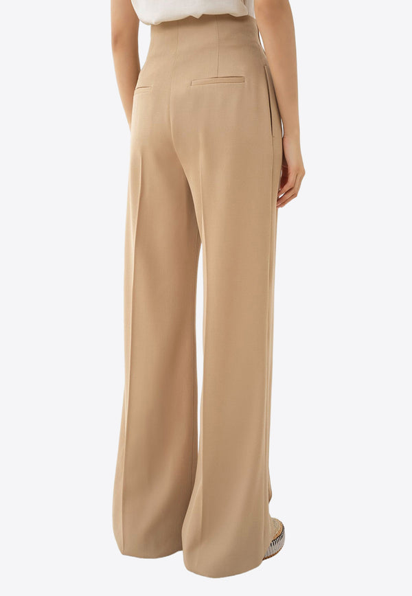 Chloé High-Rise Tailored Pants in Wool CHC24SPA05170278 PEARL BEIGE