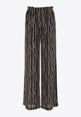 Chloé Chain-Striped Silk Pajama Bottoms CHC24SPA14301001 BLACK