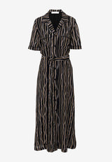 Chloé All-Over Chain Print Midi Shirt Dress CHC24SRO29301001 BLACK