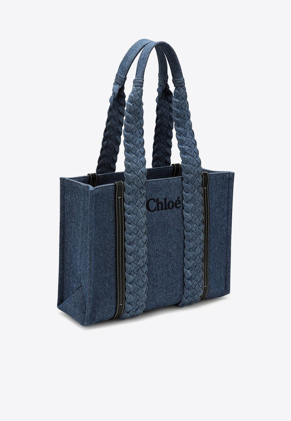 Chloé Small Woody Denim Crossbody Bag Blue CHC24SS383M48/O_CHLOE-45D