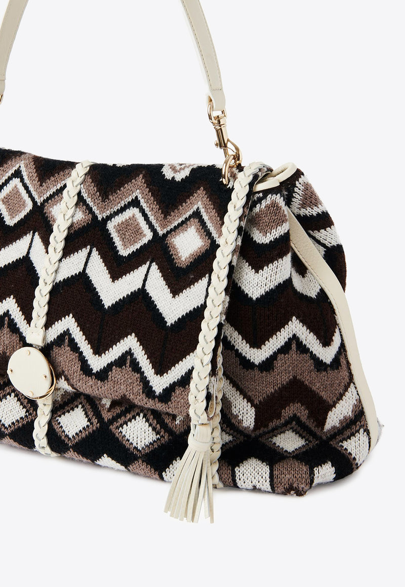 Chloé Large Penelope Chevron Knitted Shoulder Bag CHC24SS566L842ZA MULTICOLOR BROWN 1