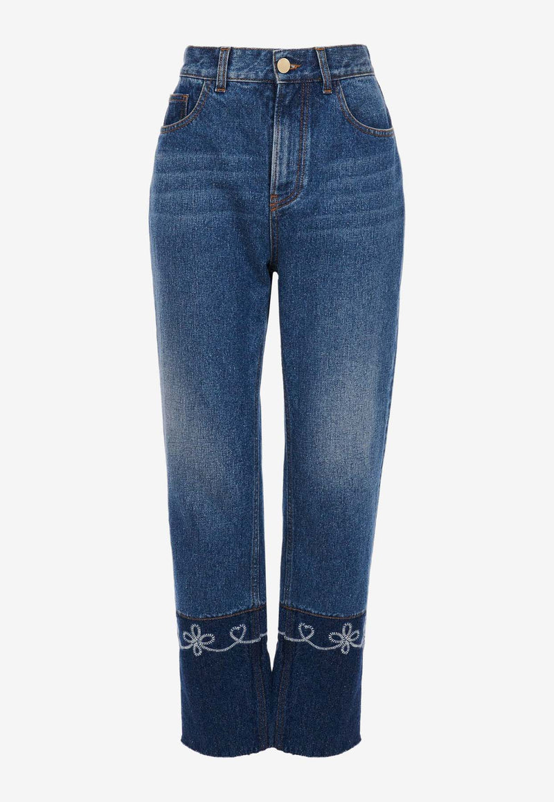 Chloé Masaya Cropped Straight-Leg Jeans CHC24UDP021544ZA Multicolor Blue 1