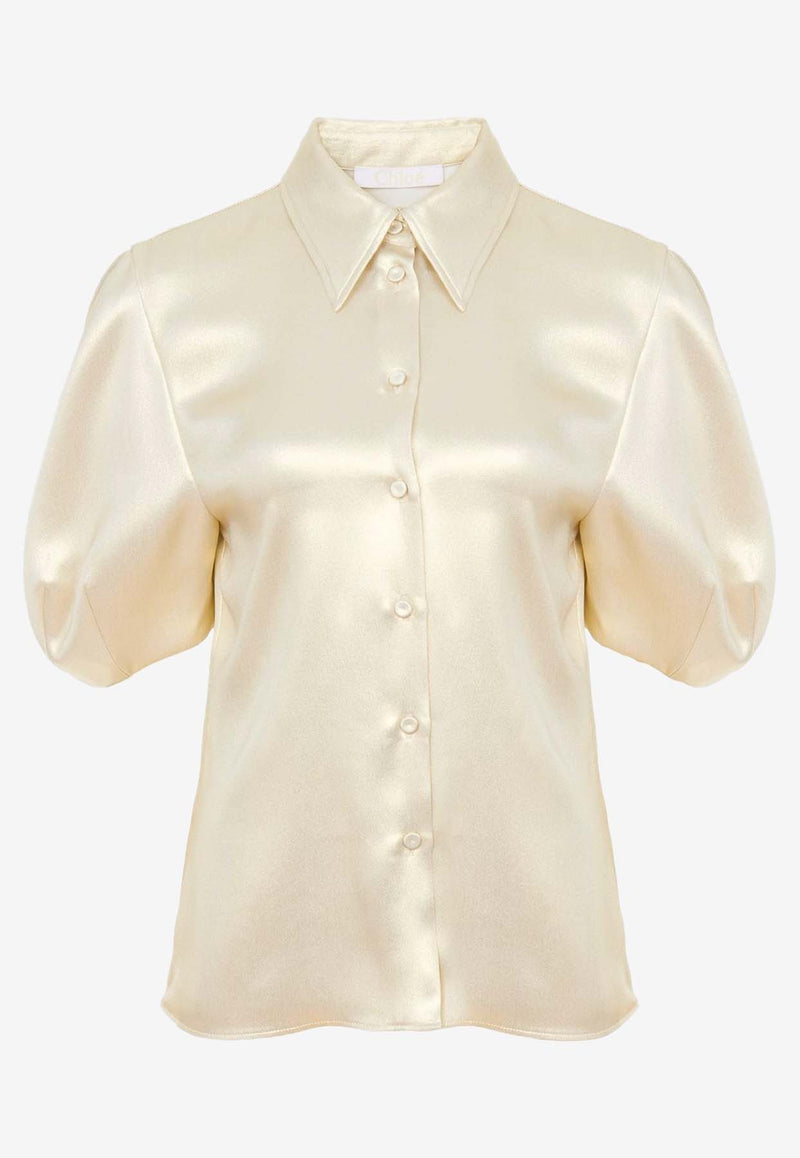 Chloé Balloon-Sleeve Silk Shirt CHC24UHT17007734 Boyish Yellow