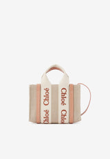 Chloé Mini Woody Tote Bag in Linen and Leather CHC24UP237L17847