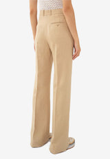 Chloé High-Waisted Linen Tailored Pants CHC24UPA12130278 PEARL BEIGE