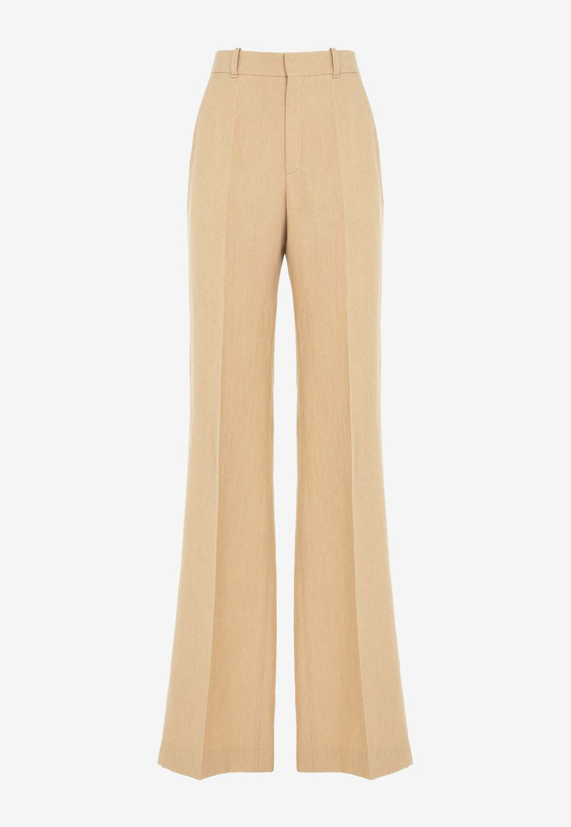 Chloé High-Waisted Linen Tailored Pants CHC24UPA12130278 PEARL BEIGE