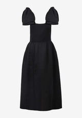 Chloé Bow-Straps Midi Dress CHC24URO23016001 BLACK