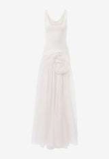 Chloé Floral-Applique Maxi Dress CHC24URO25012107 ICONIC MILK