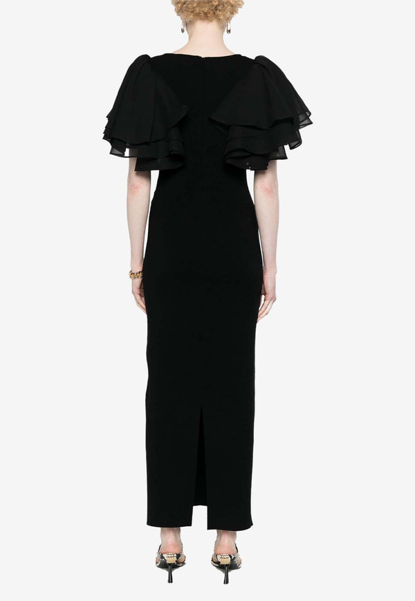 Chloé Ruffled-Sleeves Maxi Dress CHC24URO27012001 BLACK
