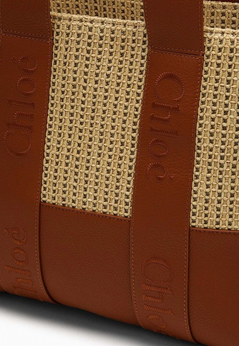 Chloé Medium Woody Raffia Tote Bag Caramel CHC24US383N55/O_CHLOE-247