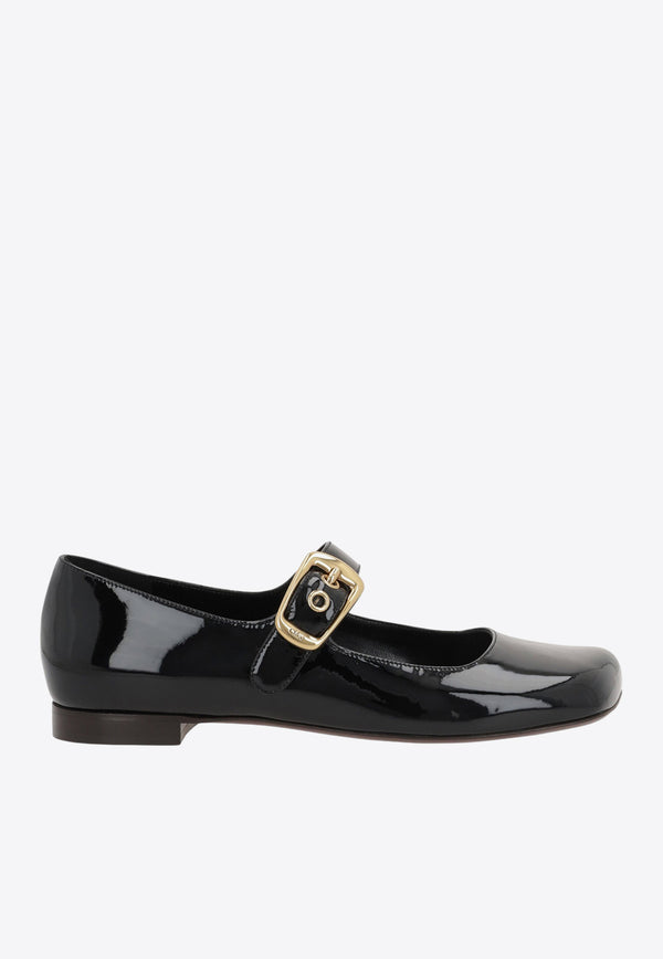 Chloé Polly Patent Leather Mary-Jane Ballet Flats Black CHC24W07BOR001 Black