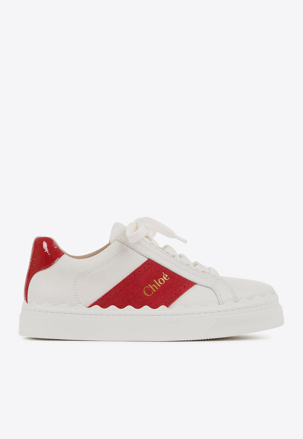 Chloé Lauren Leather Sneakers White CHC24W953OB638 Blooming Red