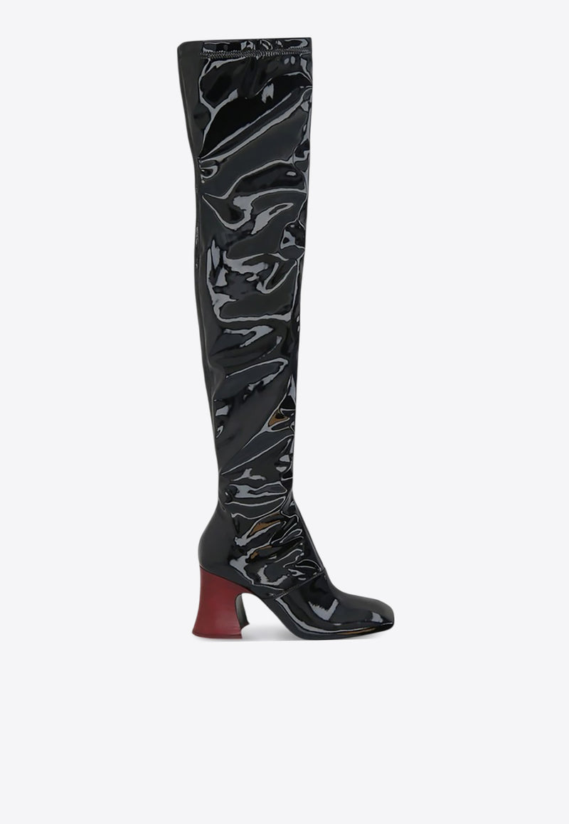 Chloé Janis 80 Patent Leather Over-the-Knee Boots Black CHC25A11HSR/R_CHLOE-001