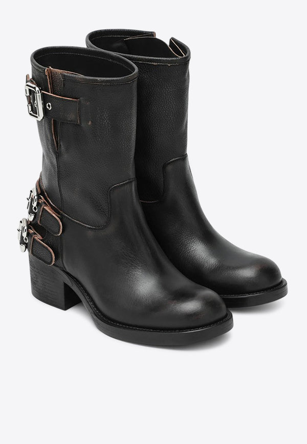 Chloé Dakota Biker Leather Boots Black CHC25A12FSY/R_CHLOE-001