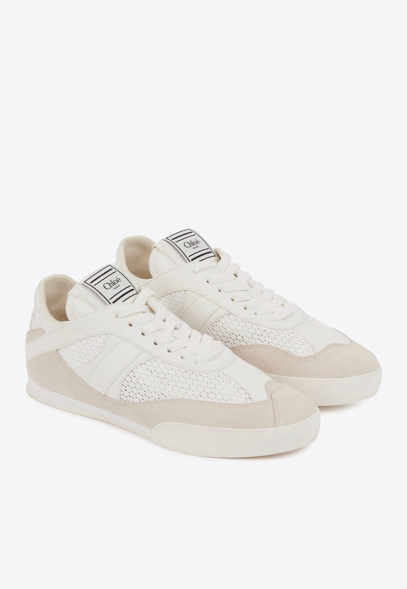 Chloé Kick Leather and Mesh Sneakers White CHC25S07IPL20S Cloudy Cream