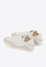 Chloé Kick Leather and Mesh Sneakers White CHC25S07IPL20S Cloudy Cream