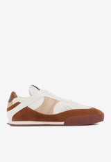Chloé Kick Leather and Mesh Sneakers White CHC25S07IPL243 Natural Brown