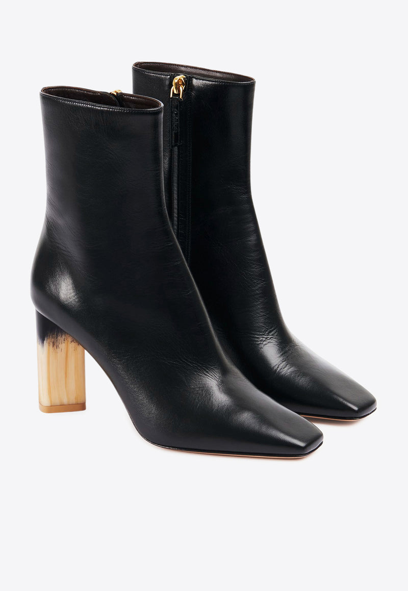 Chloé Georgia 85 Calf Leather Ankle Boots Black CHC25S07XQJ001 Black