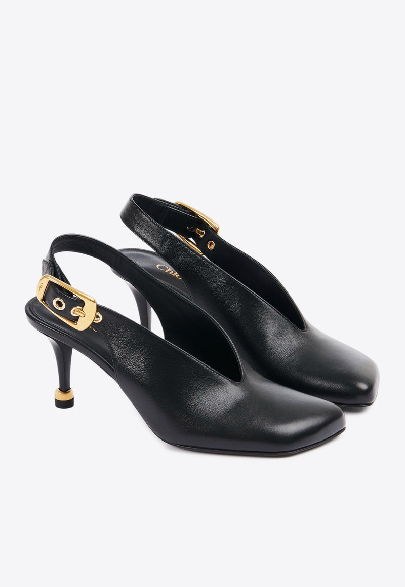Chloé Andrea 70 Calf Leather Slingback Pumps Black CHC25S08DQK001 Black