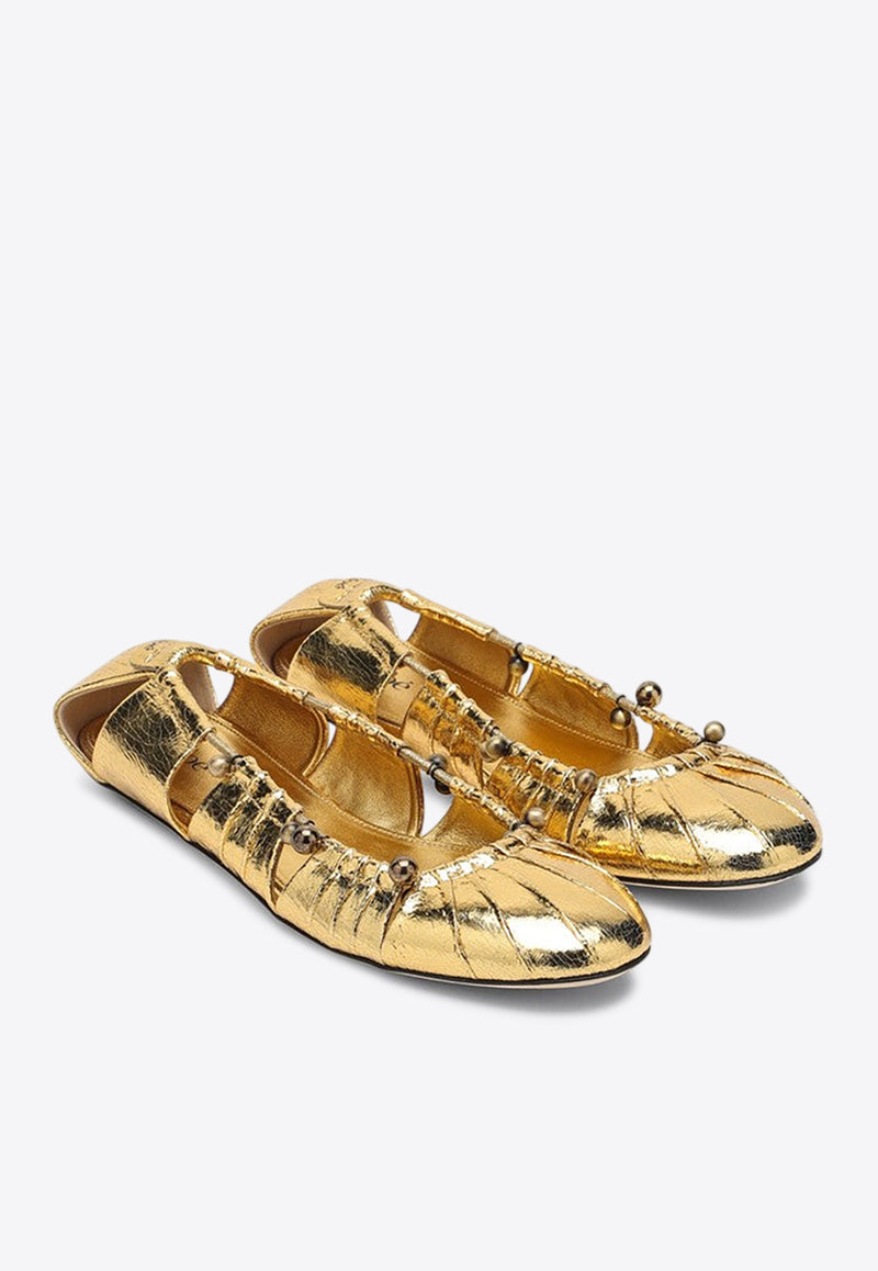 Chloé Luna Cut-Out Metallic Ballet Flats Gold CHC25S08JQO/Q_CHLOE-9DA