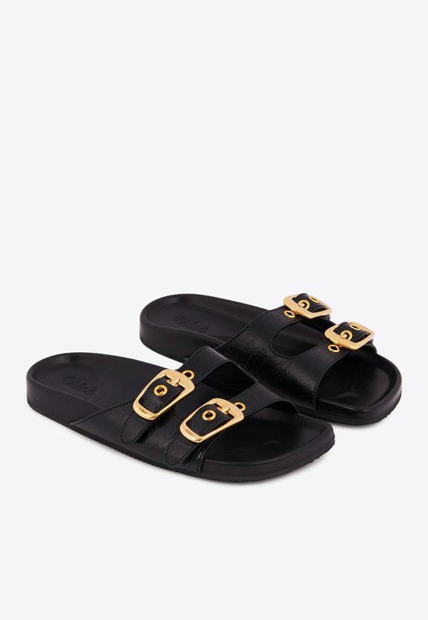 Chloé Polly Leather Slides Black CHC25S08PQJ001 Black