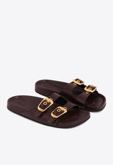 Chloé Polly Leather Slides Bordeaux CHC25S08PQJ610 Stormy Red