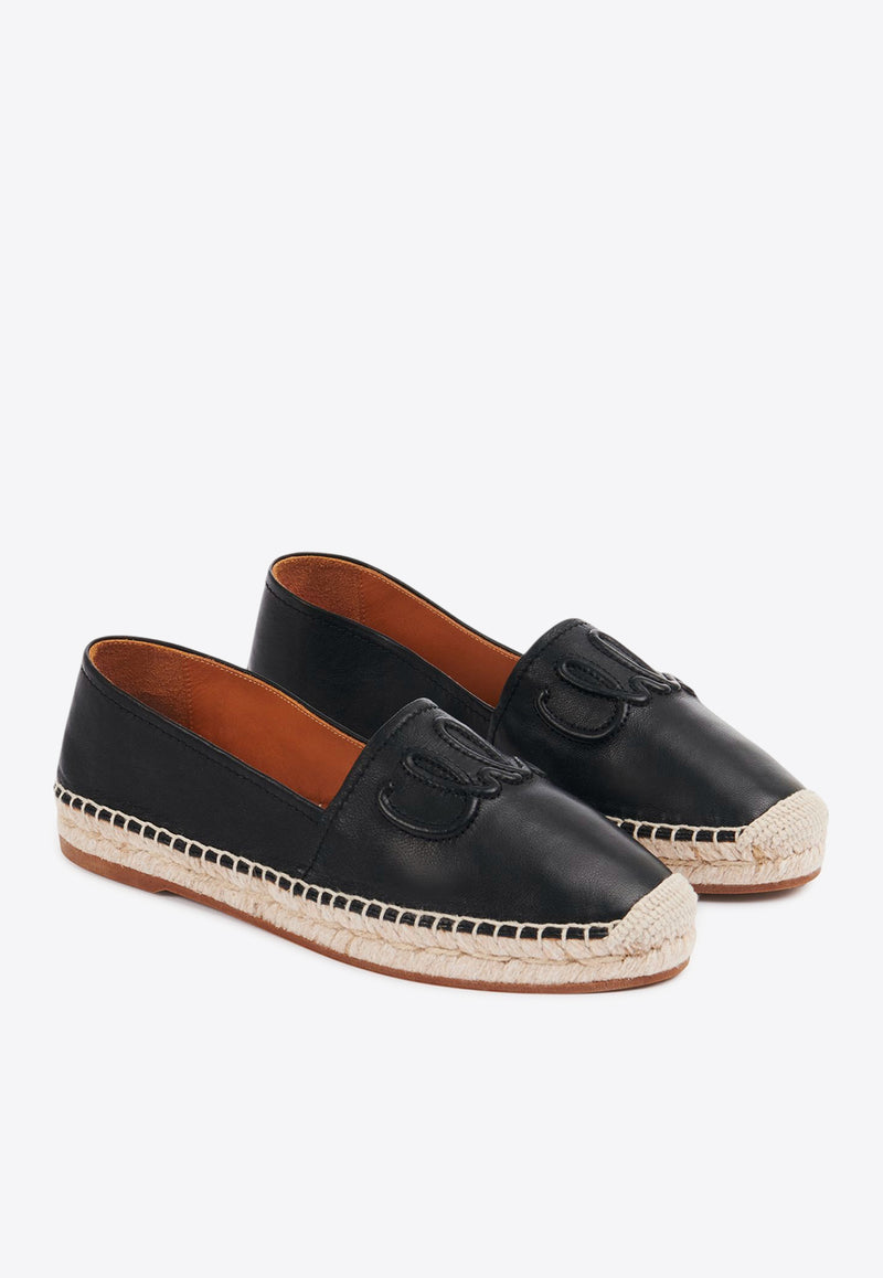 Chloé Isla Logo Leather Espadrilles Black CHC25S08RQW001 Black