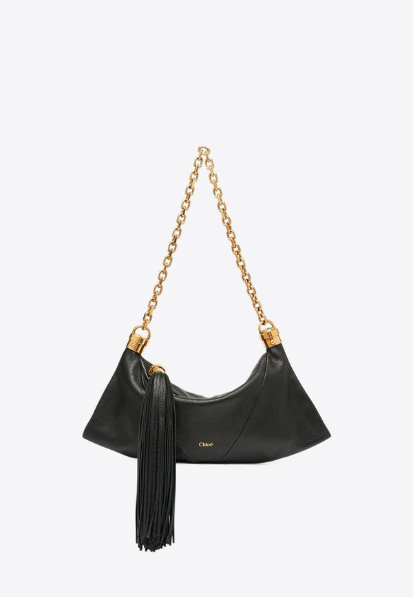 Chloé Small Foulard Hobo Bag in Grained Leather Black CHC25SS447O37001 Black