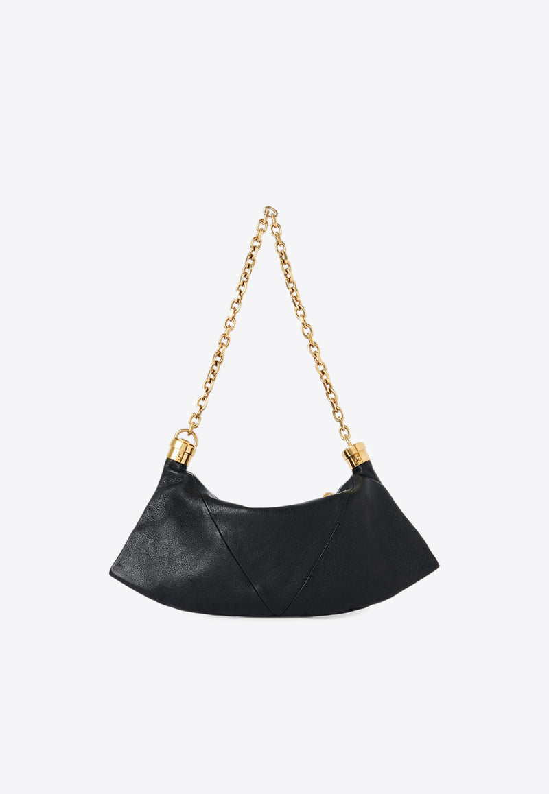 Chloé Small Foulard Hobo Bag in Grained Leather Black CHC25SS447O37001 Black