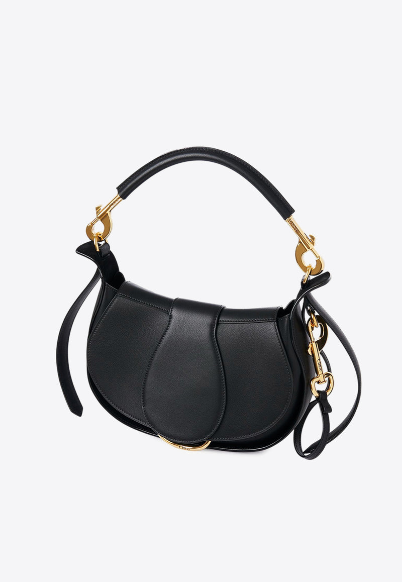Chloé Ride Calf Leather Shoulder Bag Black CHC25SS581O32001 Black