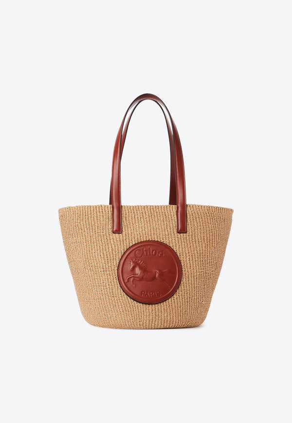 Chloé Large Horse Medal Basket Bag Brown CHC25SS591O8227S Sepia Brown