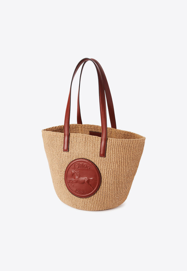 Chloé Large Horse Medal Basket Bag Brown CHC25SS591O8227S Sepia Brown