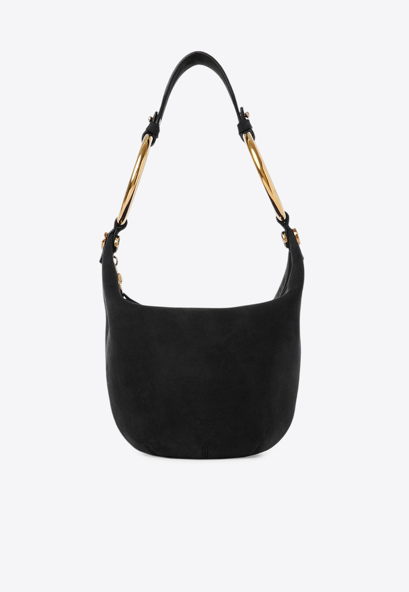 Chloé Small Bracelet Suede Shoulder Bag Black CHC25SS618O84001 Black