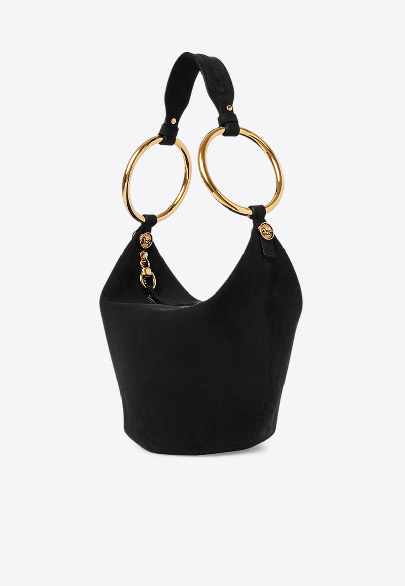 Chloé Small Bracelet Suede Shoulder Bag Black CHC25SS618O84001 Black
