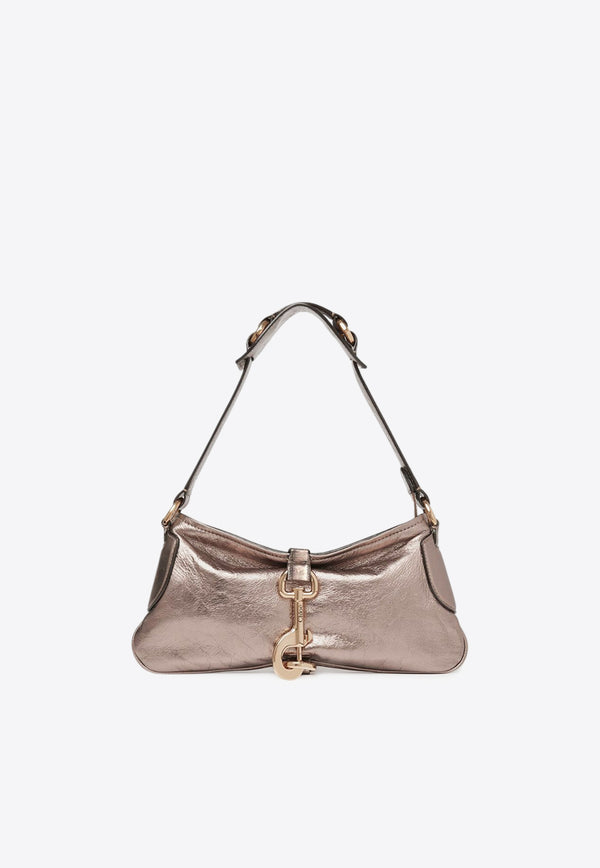 Chloé Kerala 25 Metallized Leather Shoulder Bag Gray CHC25SS743O54074 Shiny Grey