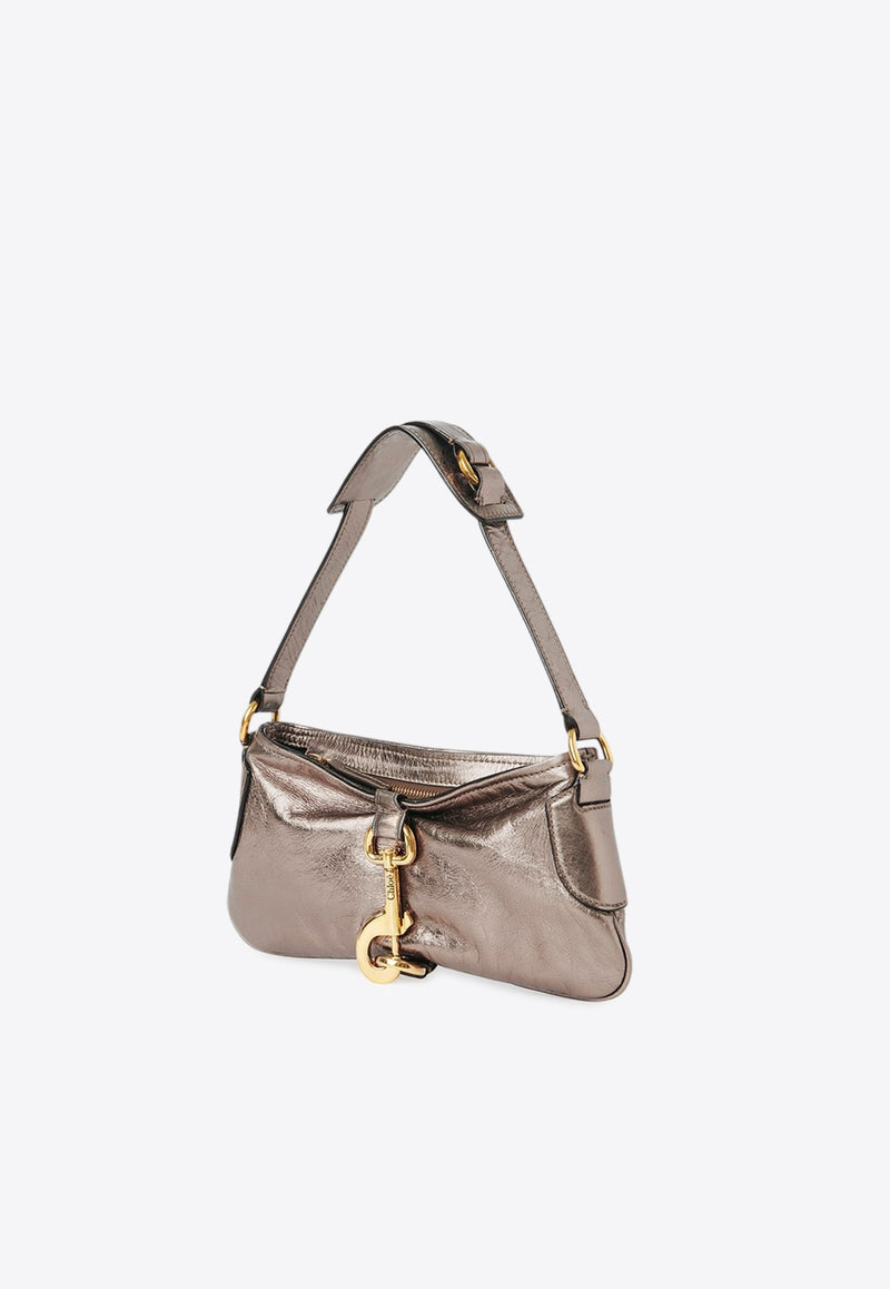 Chloé Kerala 25 Metallized Leather Shoulder Bag Gray CHC25SS743O54074 Shiny Grey