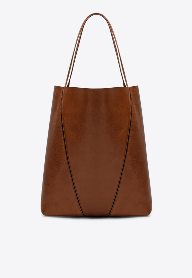 Chloé Large Spin Tote Bag in Grained Leather Brown CHC25SS810N84/Q_CHLOE-26M