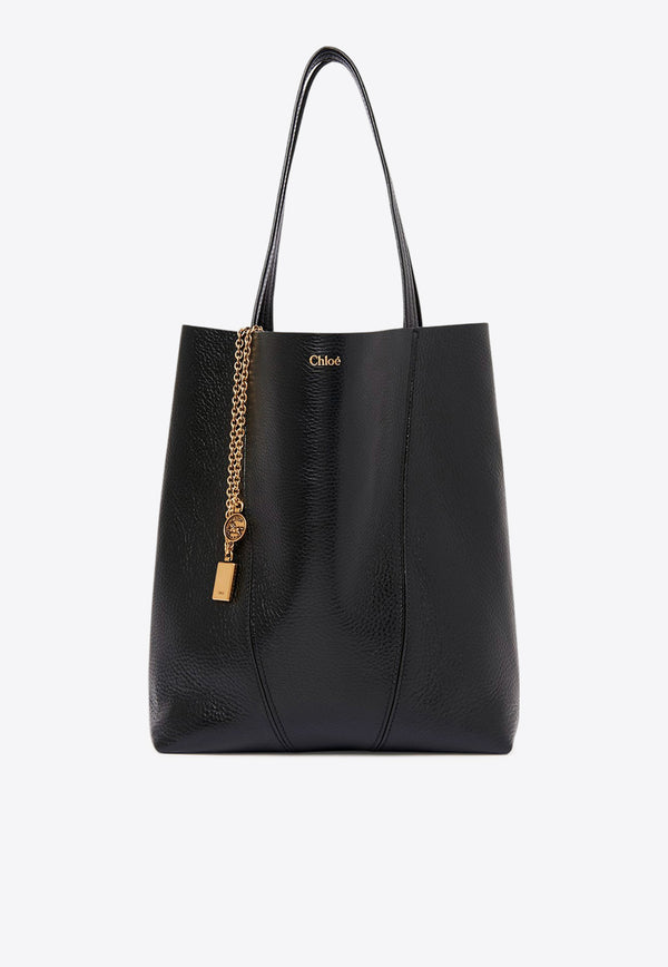 Chloé Spin Grained Leather Tote Bag Black CHC25SS811N84001 Black