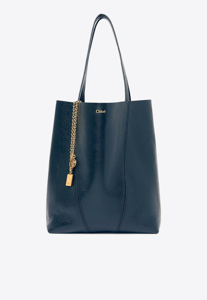 Chloé Spin Grained Leather Tote Bag Blue CHC25SS811N8444Q Tapestry Blue