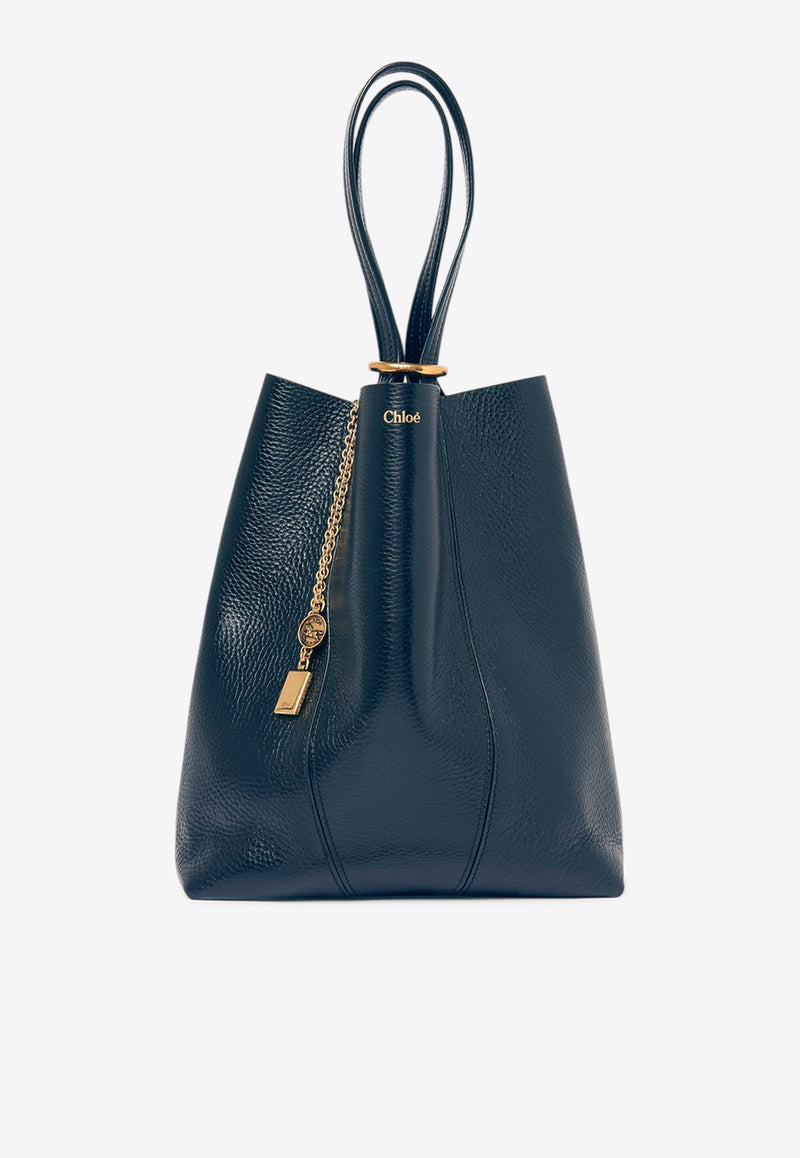 Chloé Spin Grained Leather Tote Bag Blue CHC25SS811N8444Q Tapestry Blue