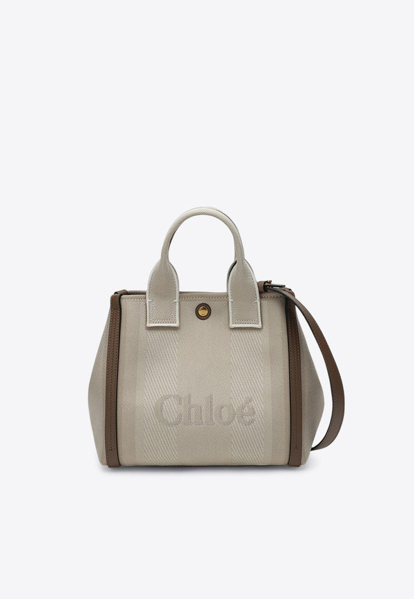 Chloé Small Carry Jacquard Canvas Tote Bag Beige CHC25SS911O65/R_CHLOE-23N