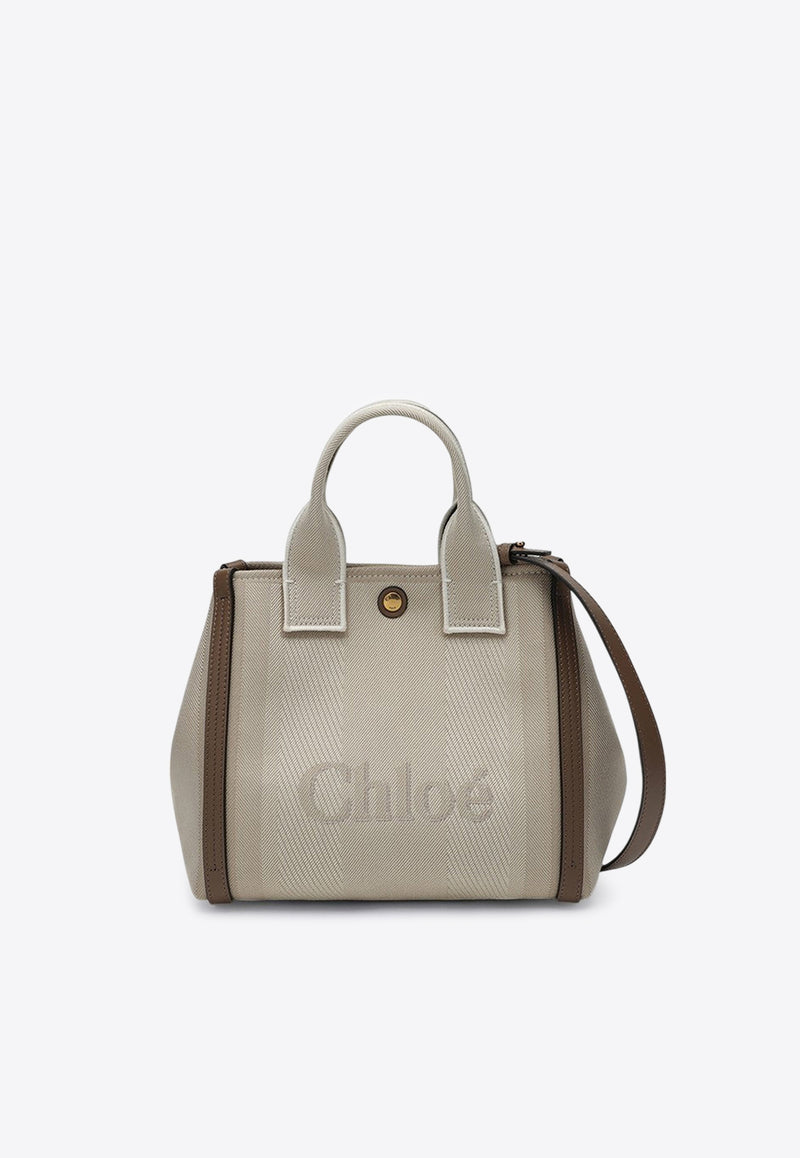 Chloé Small Carry Jacquard Canvas Tote Bag Beige CHC25SS911O65/R_CHLOE-23N