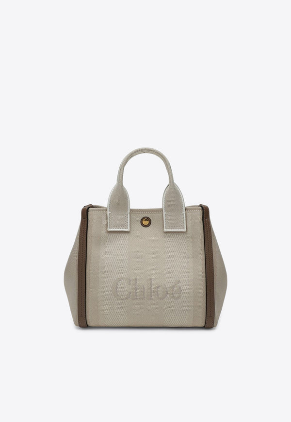 Chloé Small Carry Jacquard Canvas Tote Bag Beige CHC25SS911O65/R_CHLOE-23N