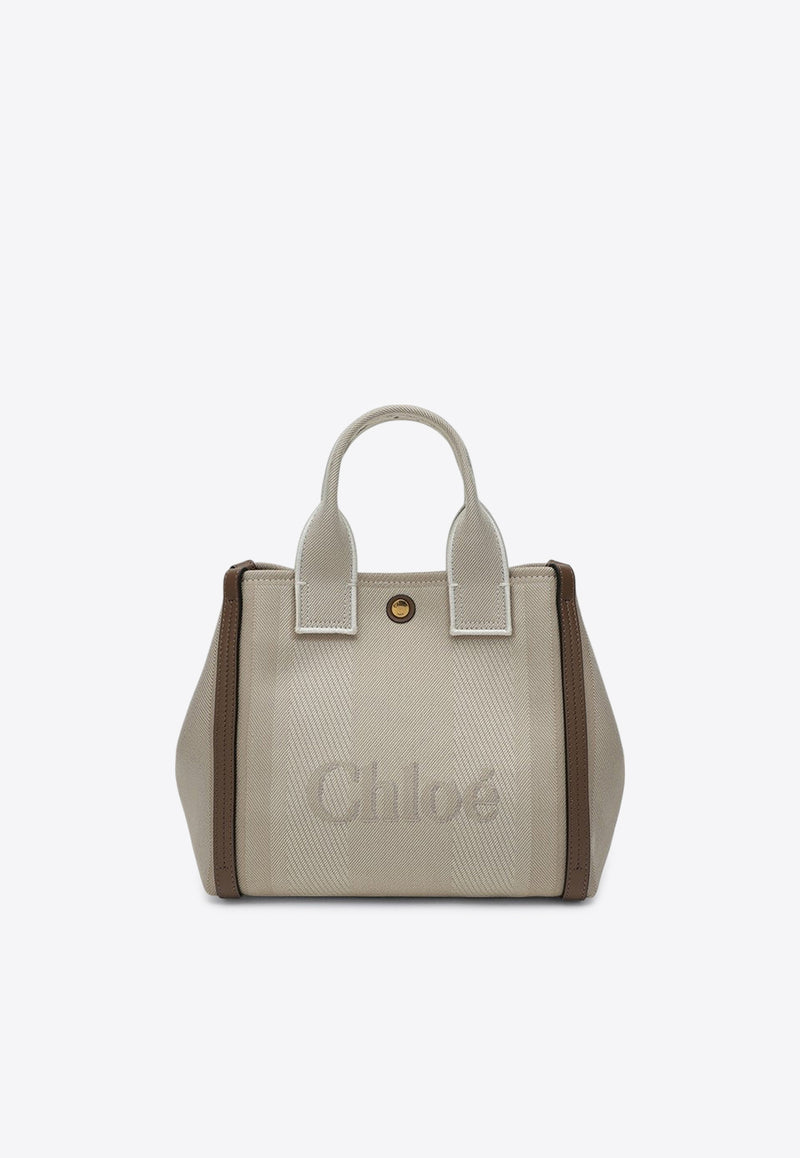 Chloé Small Carry Jacquard Canvas Tote Bag Beige CHC25SS911O65/R_CHLOE-23N