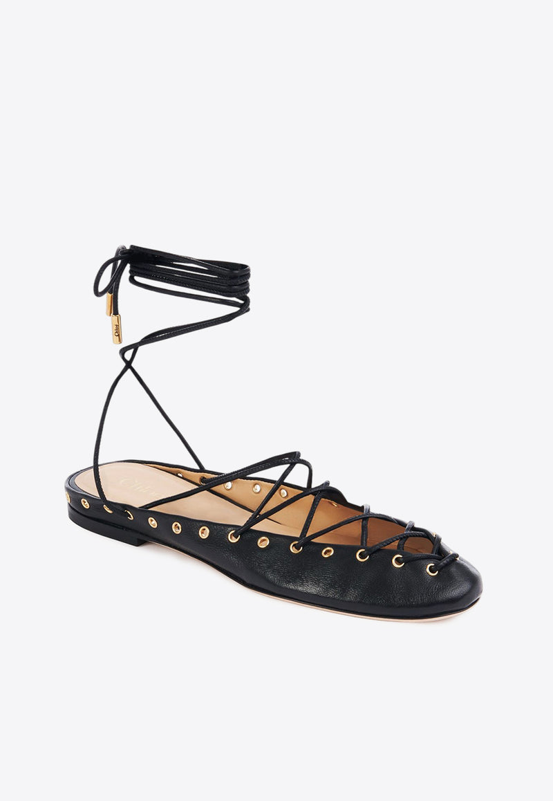 Chloé Ghillies Leather Ballet Flats Black CHC25U10BRI/Q_CHLOE-001